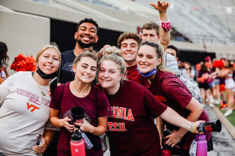 group of students at HokieHi Spirit Rally in 2024